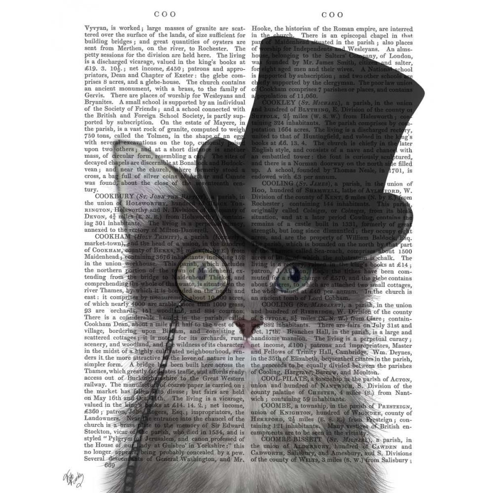 Cat Grey with Top Hat Poster Print - Funky Fab-VARPDX191394D Image 1