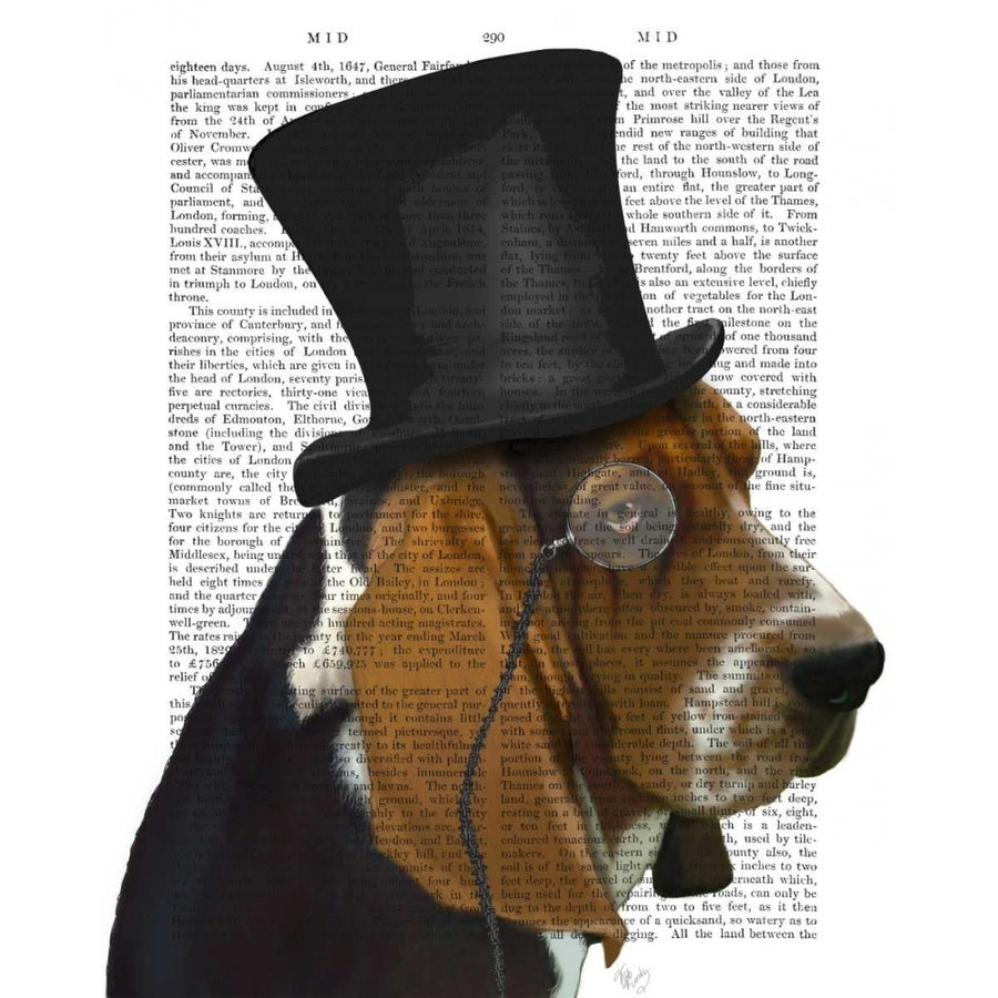 Basset Hound Formal Hound and Hat Poster Print - Funky Fab-VARPDX191410D Image 1