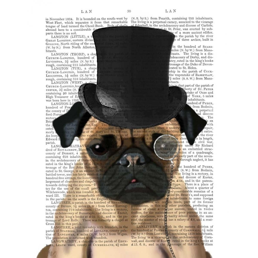 Pug Formal Hound and Hat Poster Print - Funky Fab-VARPDX191403D Image 1