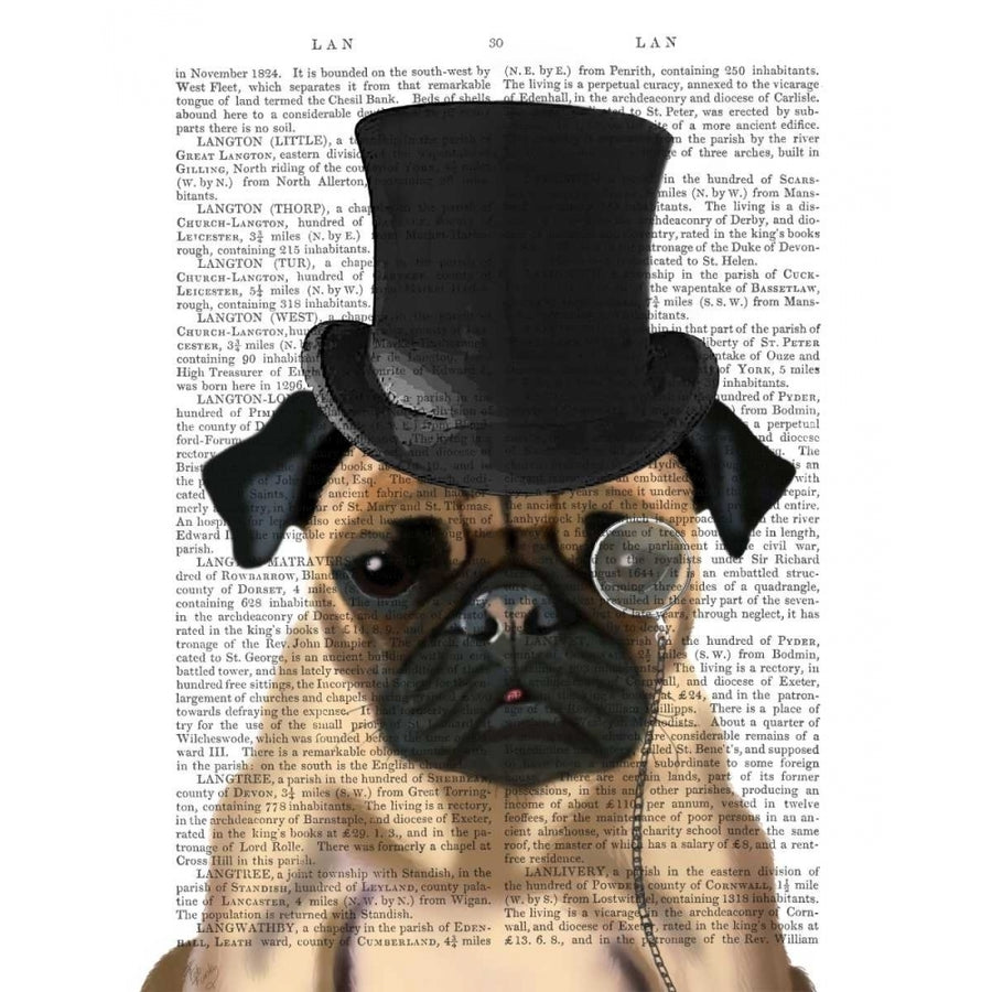 Pug Formal Hound and Hat Poster Print - Funky Fab-VARPDX191403D Image 1