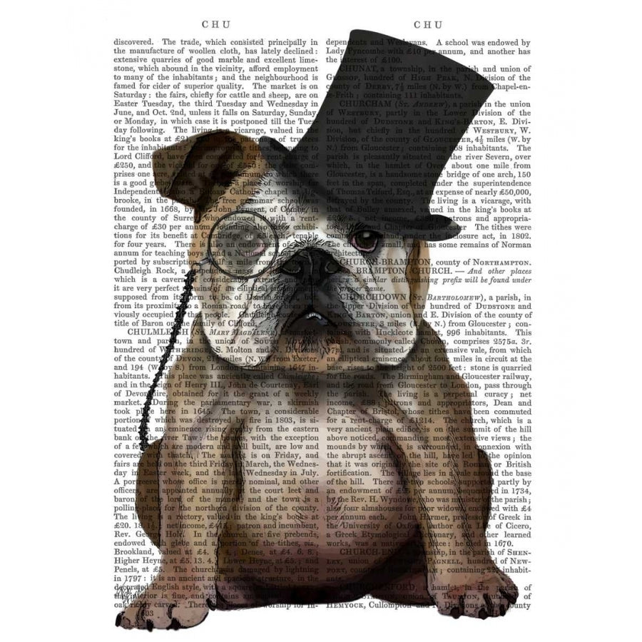 English Bulldog Formal Hound and Hat Poster Print - Funky Fab-VARPDX191409D Image 1