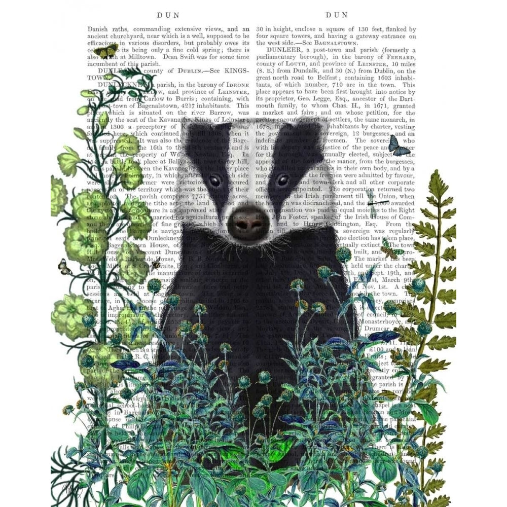 Badger In The Garden Poster Print - Funky Fab-VARPDX191431D Image 1