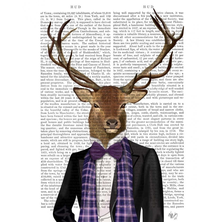 Deer in Evening Suit Portrait Poster Print - Funky Fab-VARPDX191447D Image 1