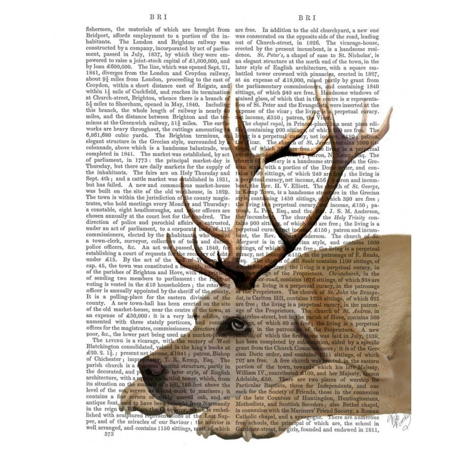 Labrador with Antlers Poster Print - Funky Fab-VARPDX191474D Image 1