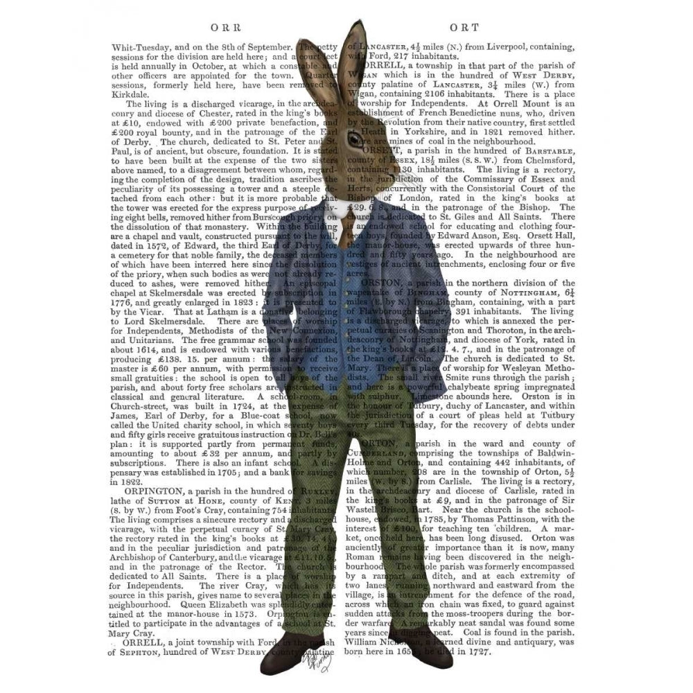 Rabbit in Blue Waistcoat Poster Print - Funky Fab-VARPDX191450D Image 1