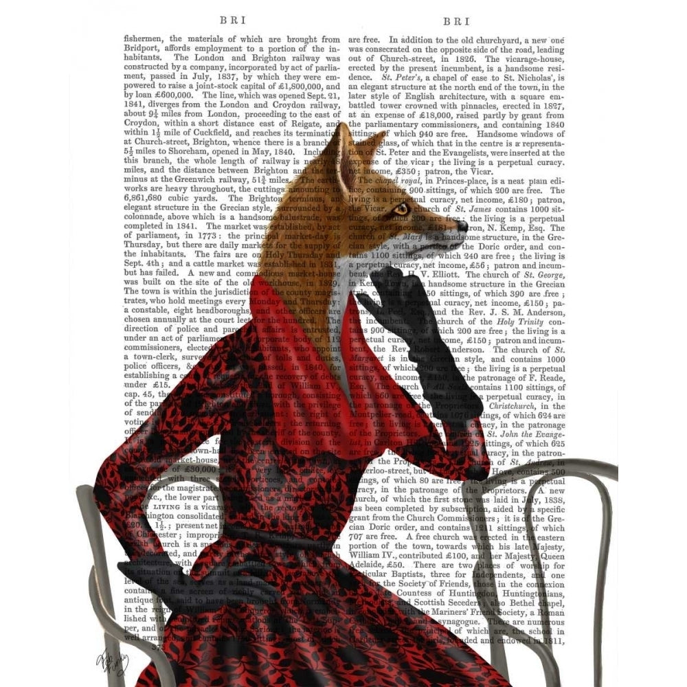 Fox with Red Scarf Poster Print - Funky Fab-VARPDX191448D Image 1