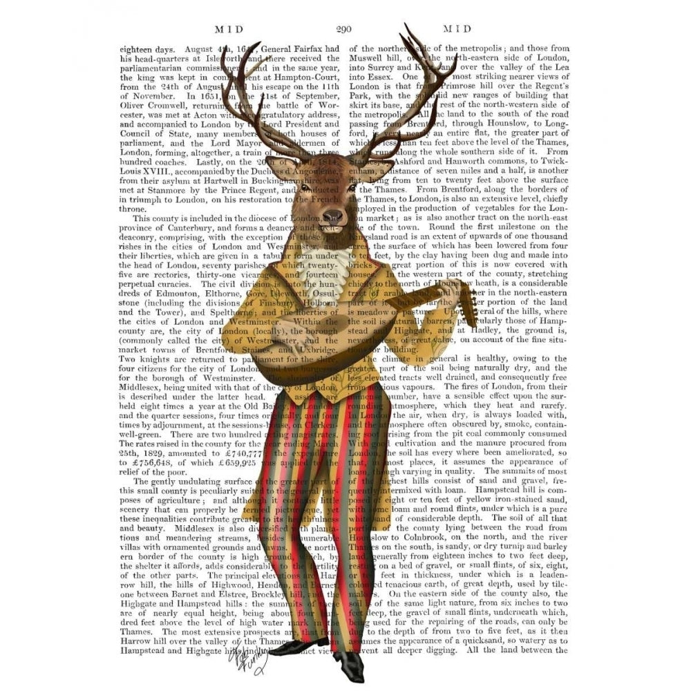 Deer Minstrel Poster Print - Funky Fab-VARPDX191465D Image 1