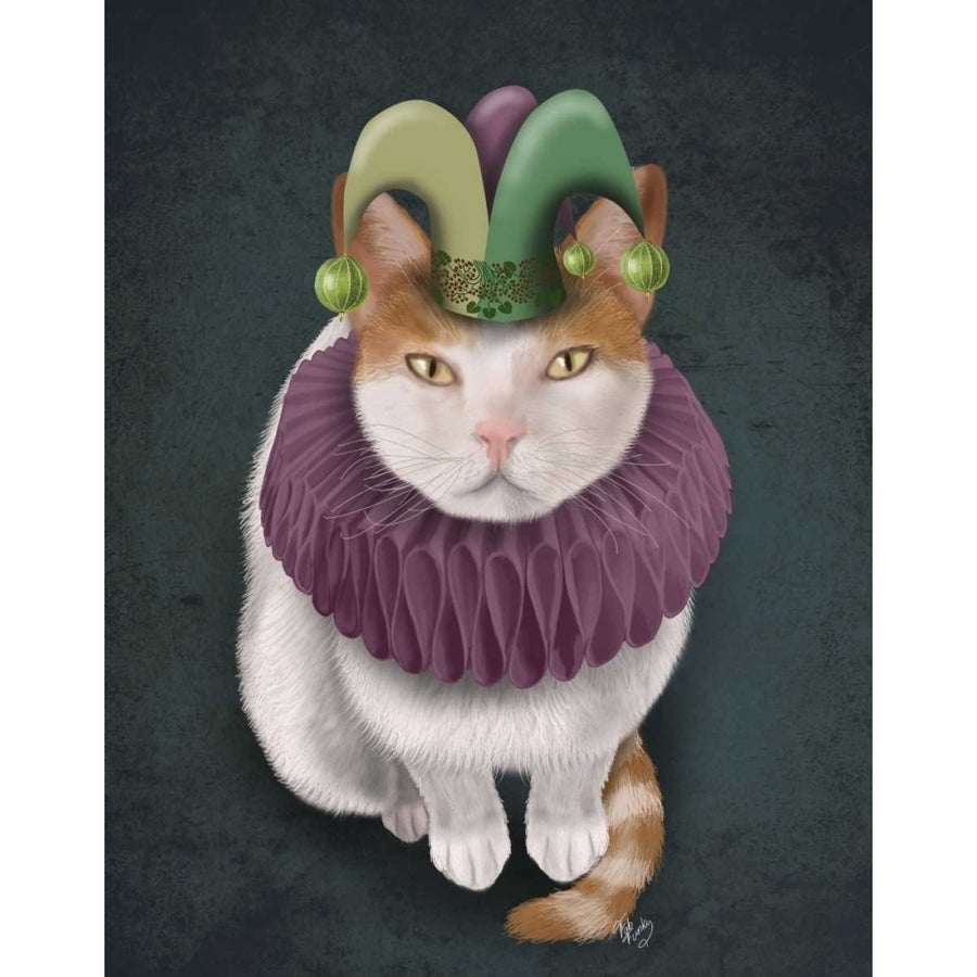 Cat White with Jester Hat Poster Print - Funky Fab-VARPDX191530D Image 1