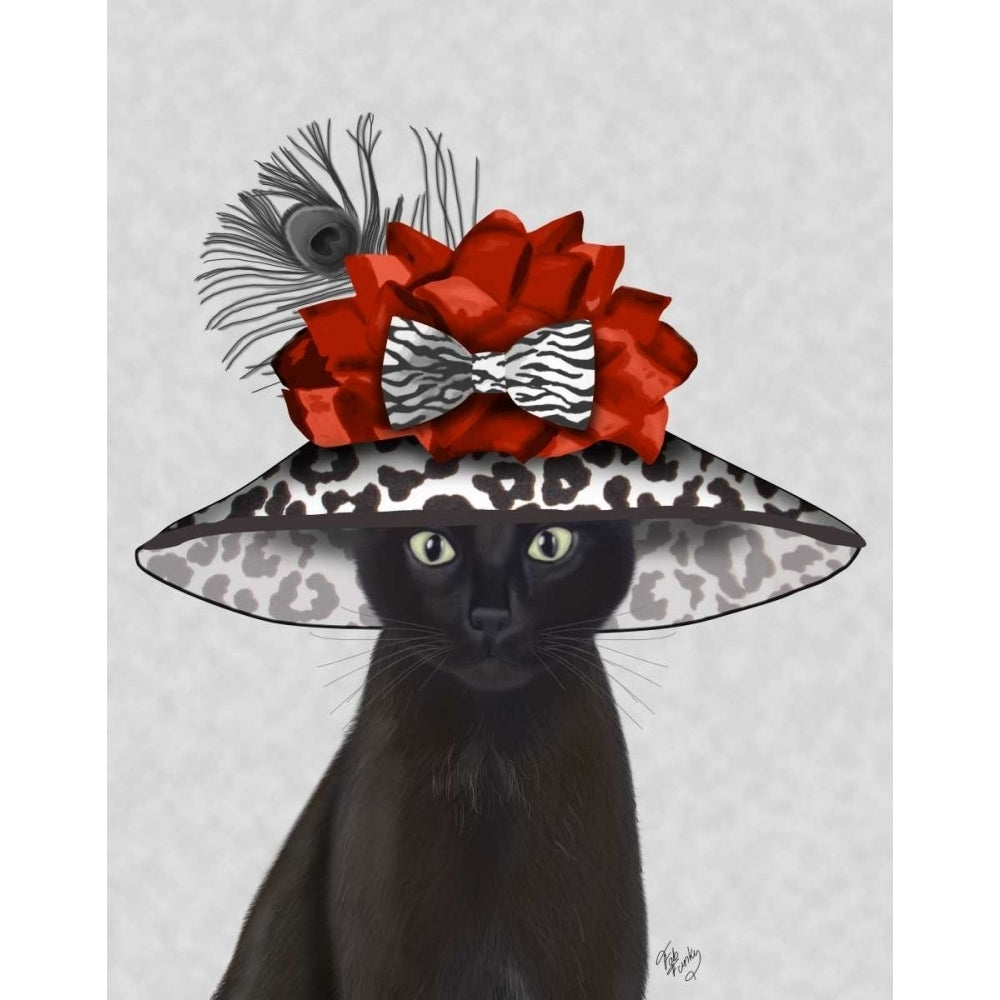 Cat Black with Fabulous Hat Poster Print - Funky Fab-VARPDX191547D Image 1