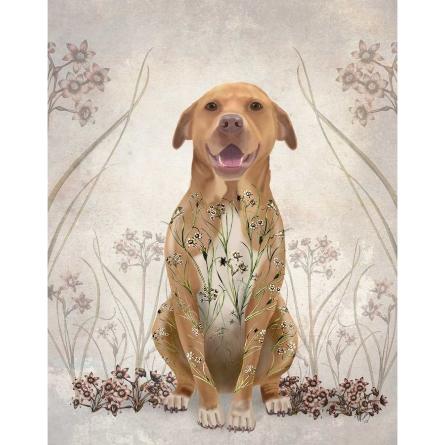 Pit Bull with Floral Tattoo Poster Print - Funky Fab-VARPDX191564D Image 1