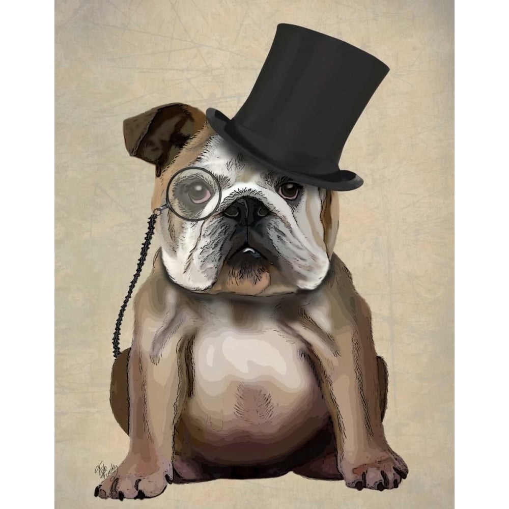 English Bulldog Formal Hound and Hat Poster Print - Funky Fab-VARPDX191586D Image 1