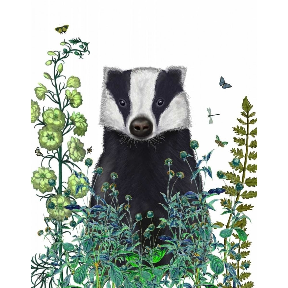 Badger In The Garden Poster Print - Funky Fab-VARPDX191597D Image 1