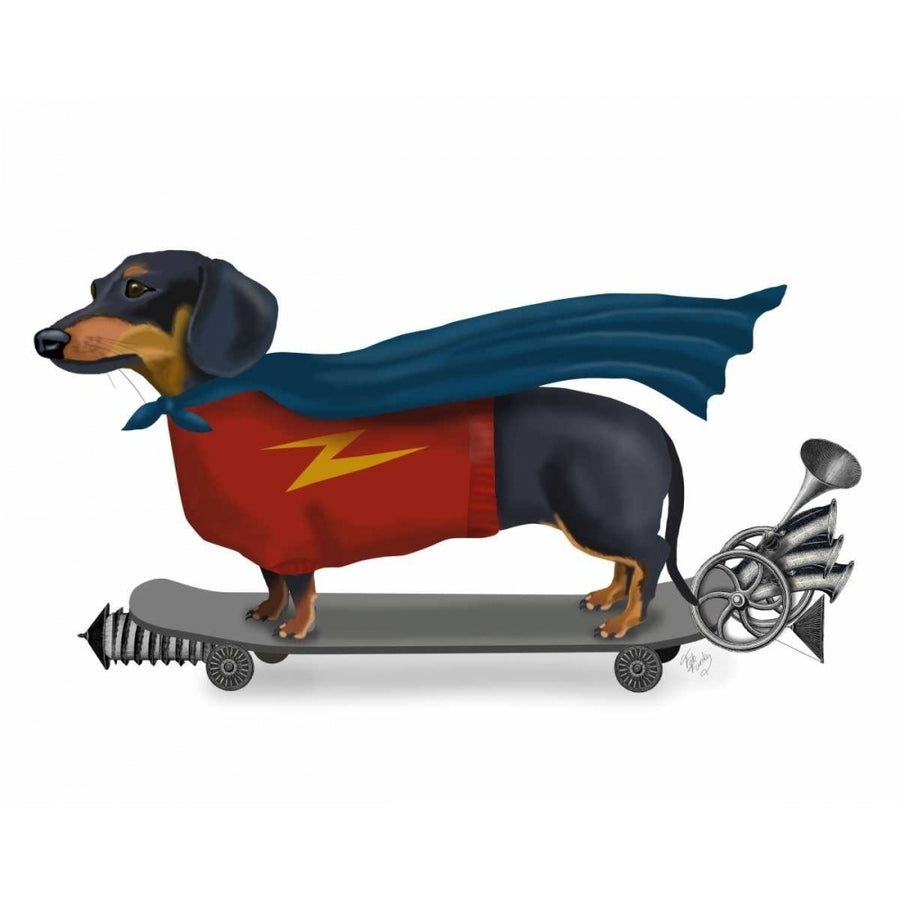 Dachshund On Skateboard Poster Print - Funky Fab-VARPDX191600D Image 1