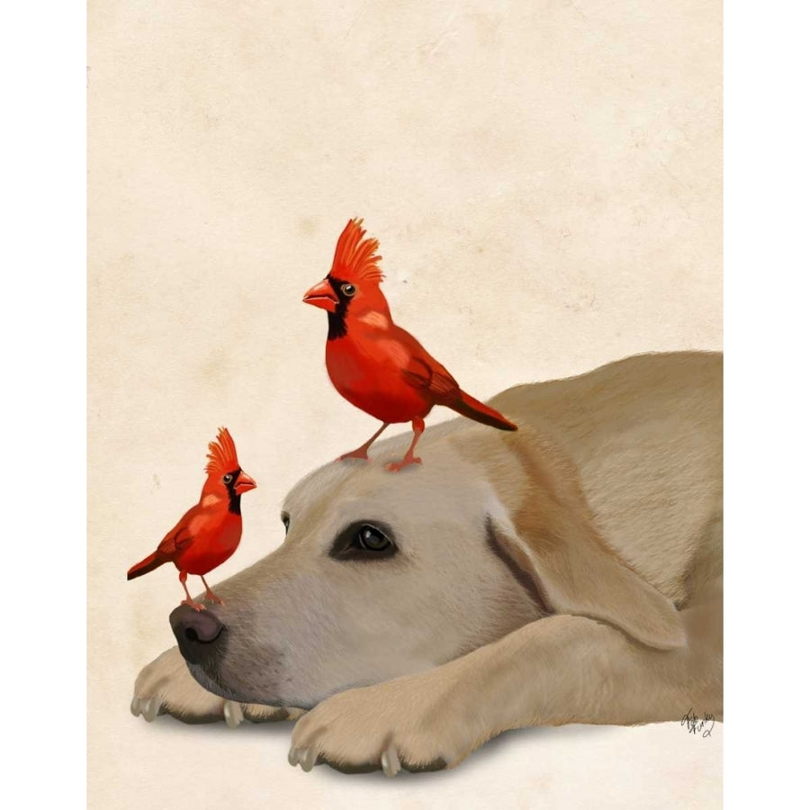 Labrador with Red Birds Poster Print - Funky Fab-VARPDX191623D Image 1