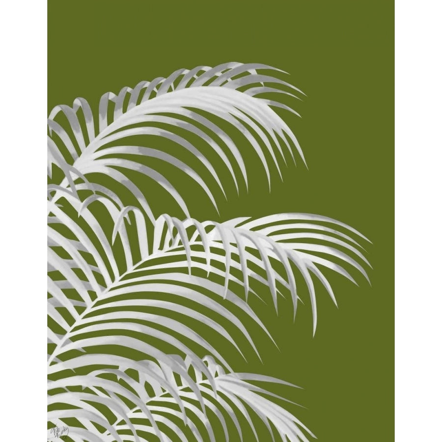 Palm Leaf 1 White On Green Poster Print - Funky Fab-VARPDX191665D Image 1