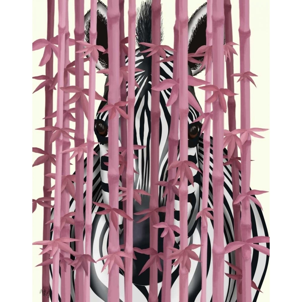 Pink Bamboo Zebra Poster Print - Funky Fab-VARPDX191675D Image 1