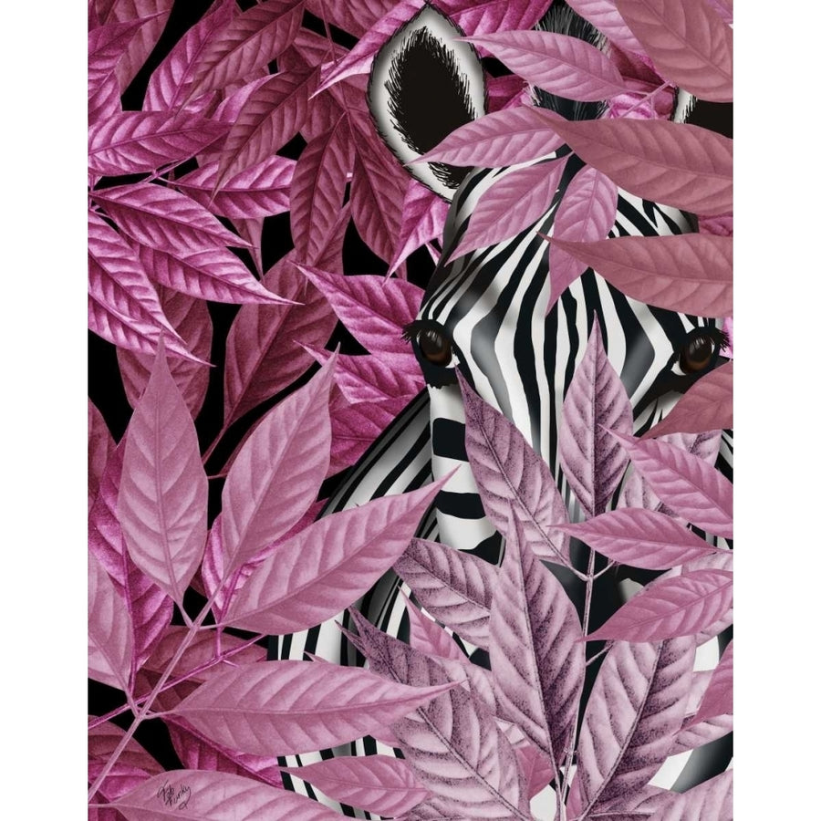 Zebra in Pink Leaves Poster Print - Funky Fab-VARPDX191673D Image 1