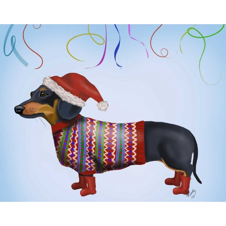 Christmas Dachshund Poster Print - Funky Fab-VARPDX191797D Image 1