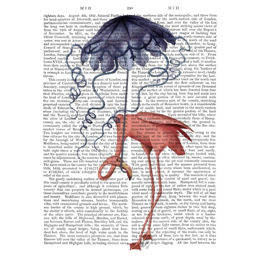 Flamingo and Parasol Poster Print - Funky Fab-VARPDX191801D Image 1