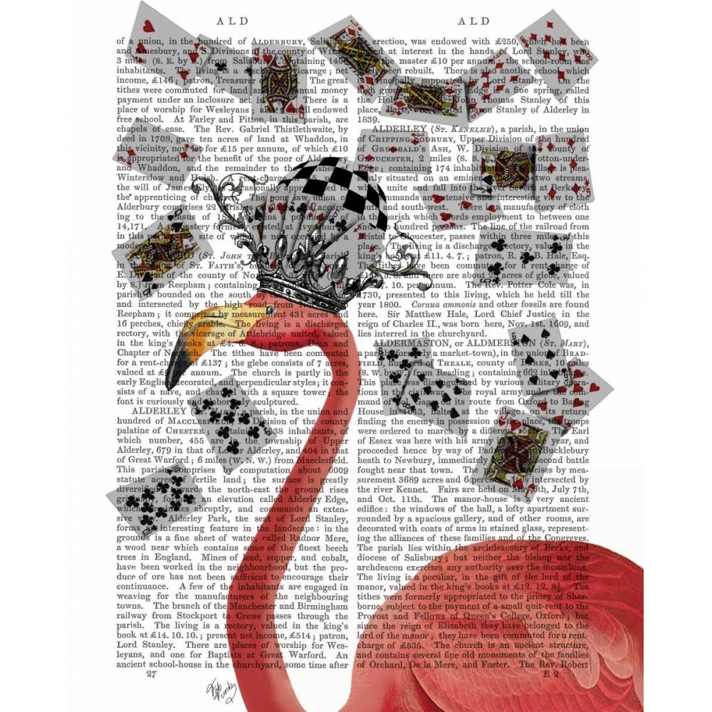 Flamingo and Cards Poster Print - Funky Fab-VARPDX191823D Image 1