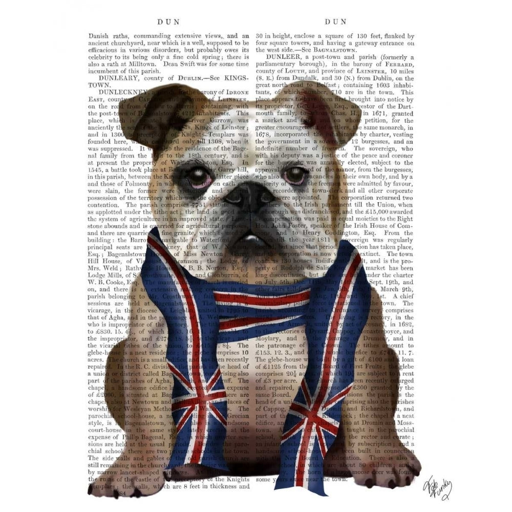 English Bulldog with Scarf Poster Print - Funky Fab-VARPDX191799D Image 1