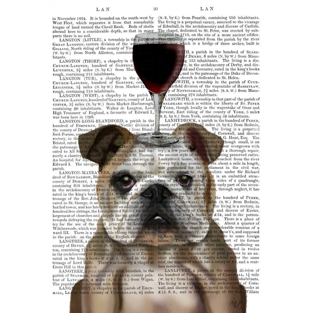 Dog Au Vin English Bulldog Poster Print - Funky Fab-VARPDX191808D Image 1