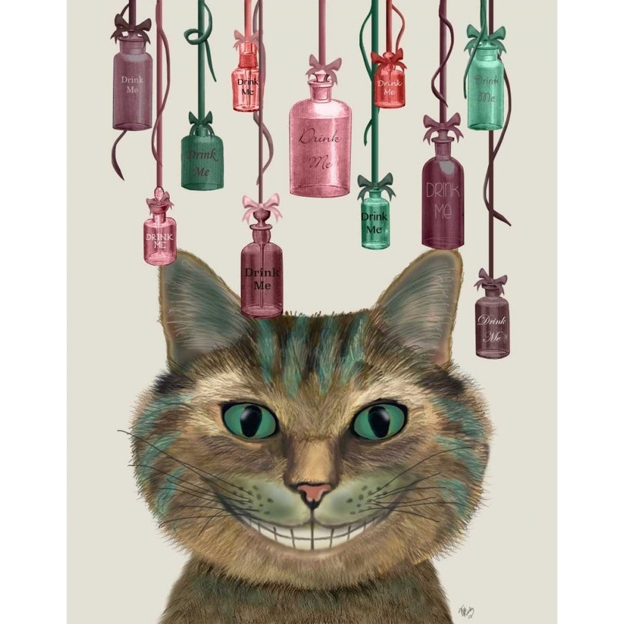 Cheshire Cat and Bottles Poster Print - Funky Fab-VARPDX191827D Image 1