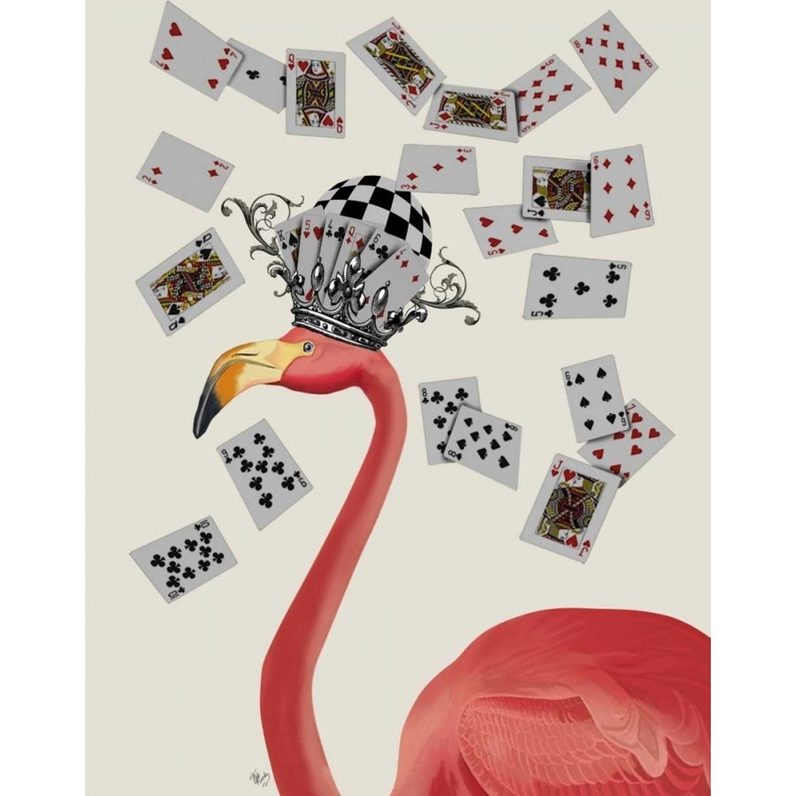 Flamingo and Cards Poster Print - Funky Fab-VARPDX191828D Image 1