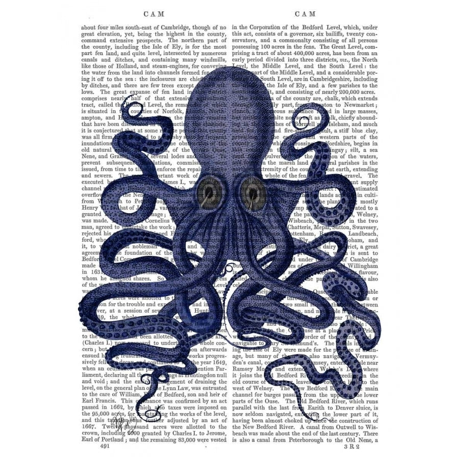 Octopus 9 Blue Poster Print - Funky Fab-VARPDX191862D Image 1