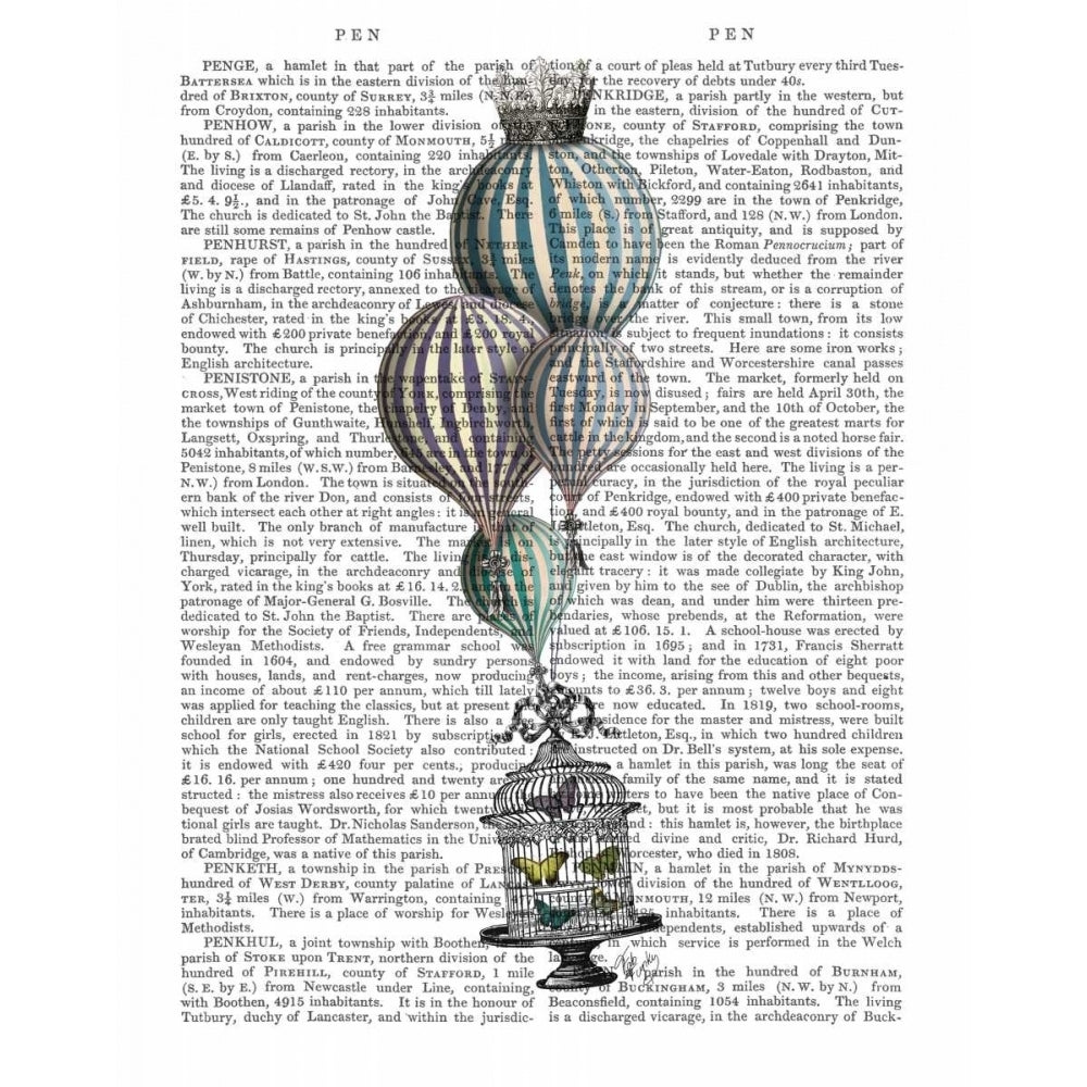 Balloon and Bird Cage 1 Poster Print - Funky Fab-VARPDX191864D Image 1