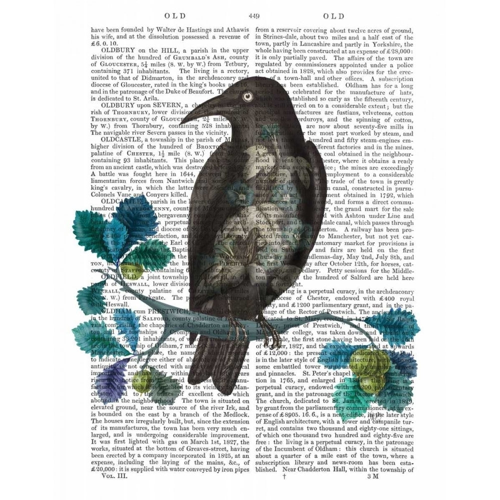 Floral Crow On Branch Poster Print - Funky Fab-VARPDX191870D Image 1