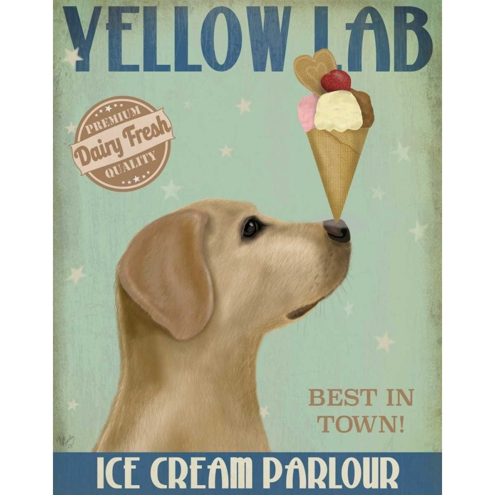 Yellow Labrador Ice Cream Poster Print - Funky Fab-VARPDX191958D Image 1