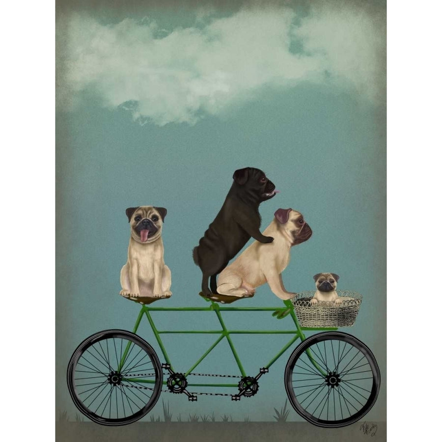 Pug Tandem Poster Print - Funky Fab-VARPDX192044D Image 1