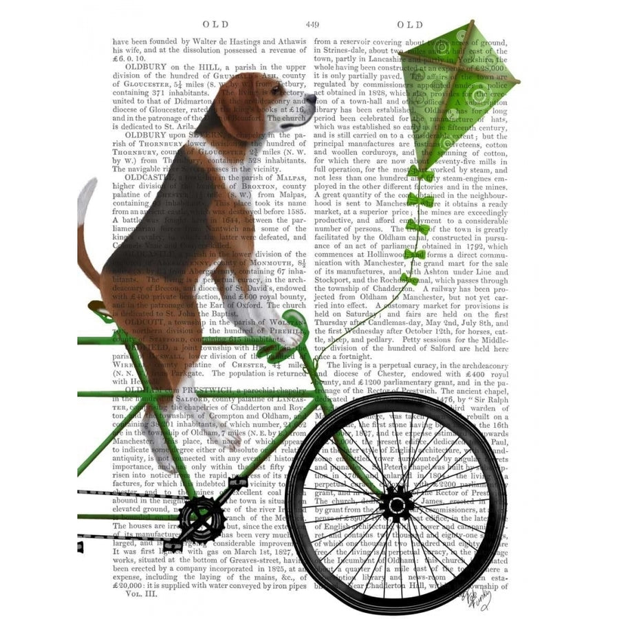 Beagle on Bicycle Poster Print - Funky Fab-VARPDX192052D Image 1