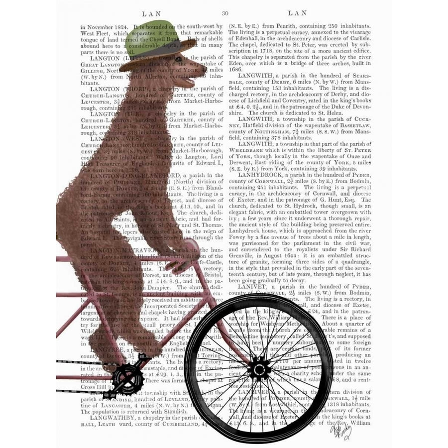 Poodle on Bicycle Brown Poster Print - Funky Fab-VARPDX192067D Image 1