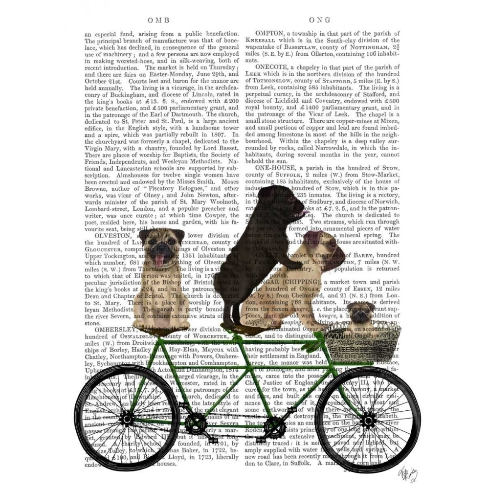 Pug Tandem Poster Print - Funky Fab-VARPDX192071D Image 1