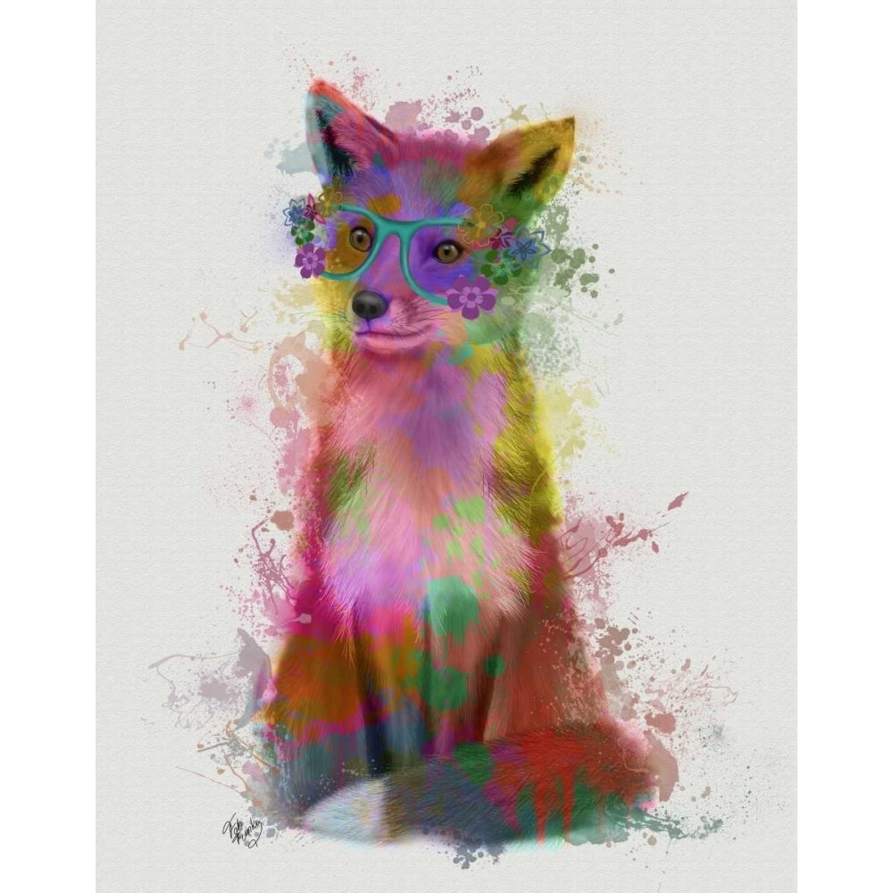 Rainbow Splash Fox 1 Poster Print - Funky Fab-VARPDX192084D Image 1