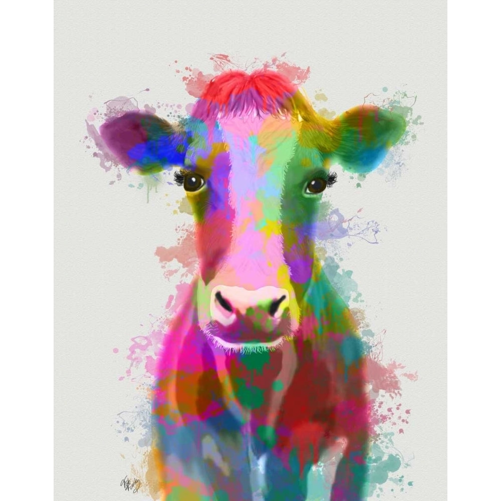 Rainbow Splash Cow Poster Print - Funky Fab-VARPDX192096D Image 1