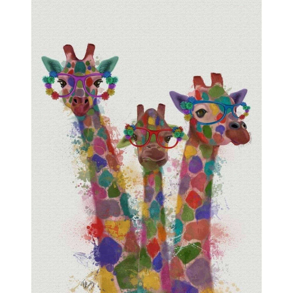 Rainbow Splash Giraffe Trio Poster Print - Funky Fab-VARPDX192088D Image 1