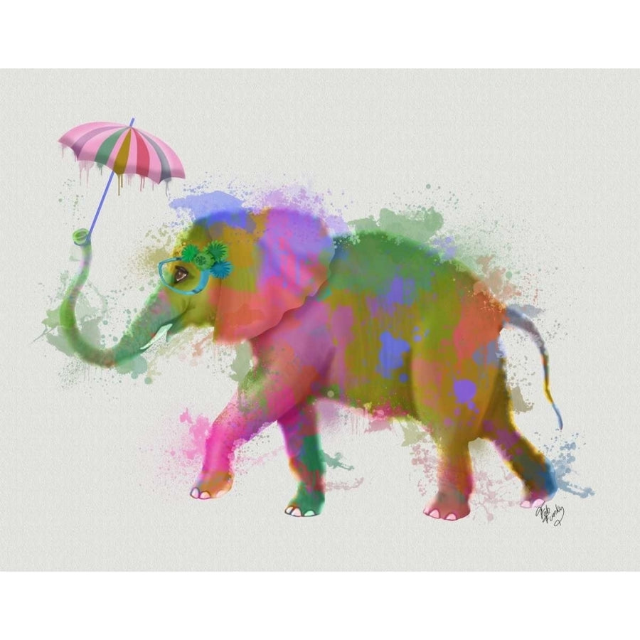 Rainbow Splash Elephant Poster Print - Funky Fab-VARPDX192082D Image 1