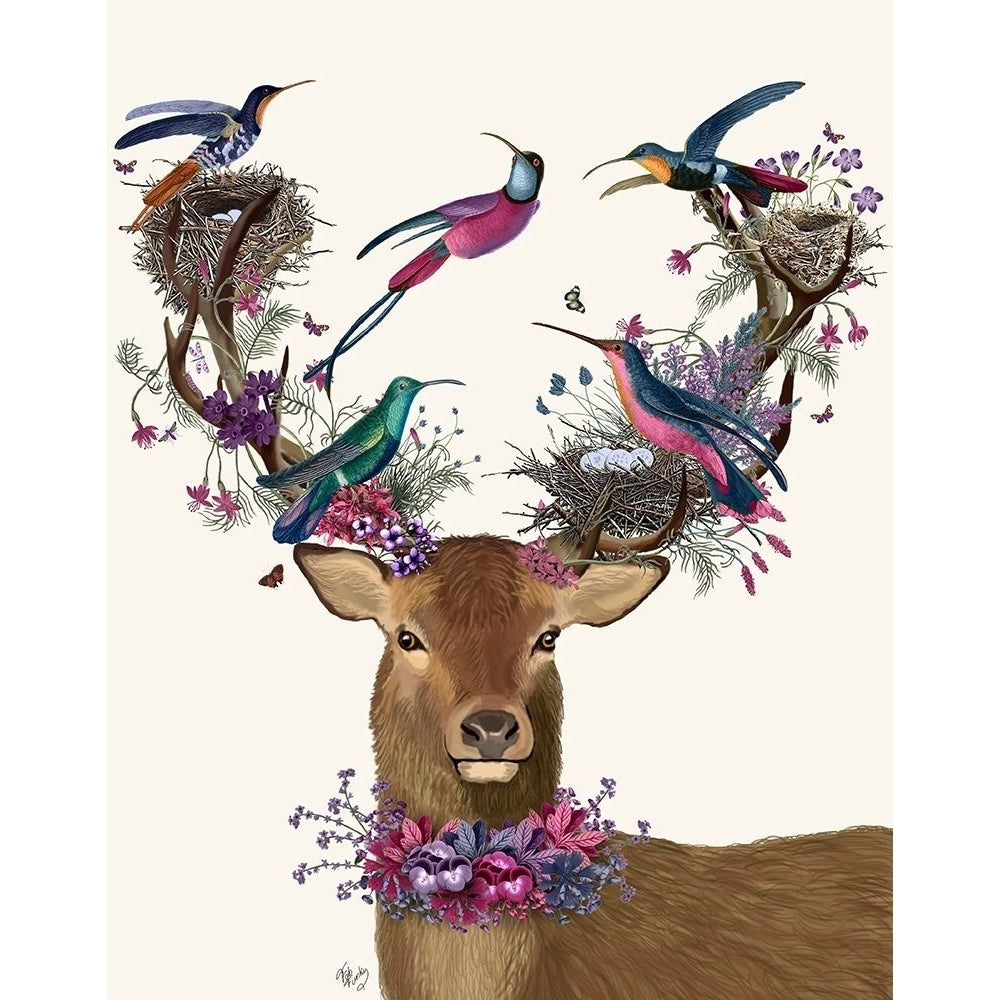 Deer Birdkeeper Tropical Bird Nests Poster Print - Funky Fab-VARPDX192149D Image 1