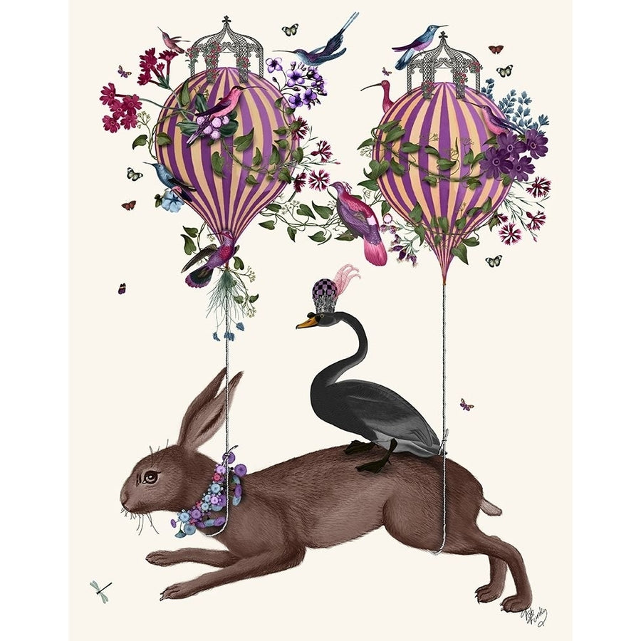 Hare Birdkeeper Hot Air Balloon Poster Print - Funky Fab-VARPDX192152D Image 1