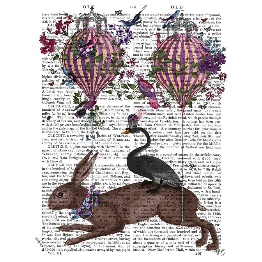 Hare Birdkeeper Hot Air Balloon Poster Print - Funky Fab-VARPDX192170D Image 1