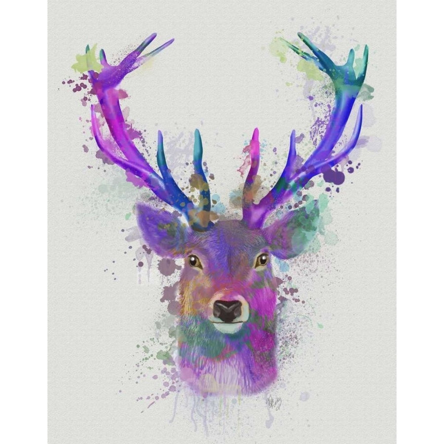 Deer Head 1 Rainbow Splash Pink and Purple Poster Print - Funky Fab-VARPDX192213D Image 1