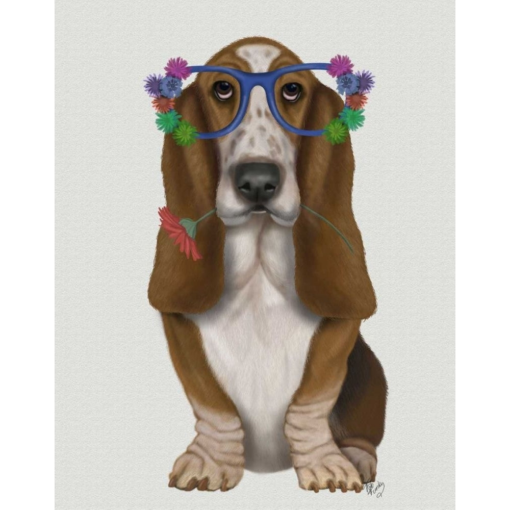 Basset Hound Flower Glasses Poster Print - Funky Fab-VARPDX192224D Image 1