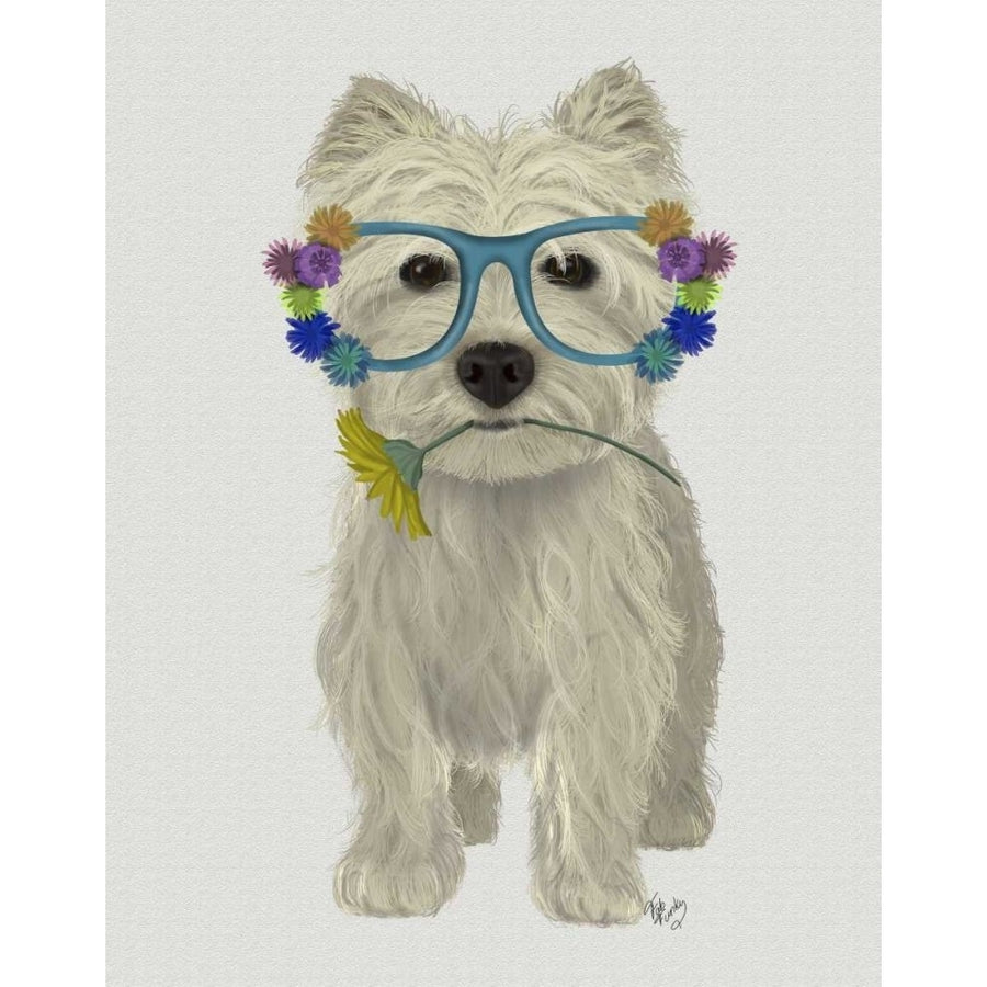 West Highland Terrier Flower Glasses Poster Print - Funky Fab-VARPDX192223D Image 1