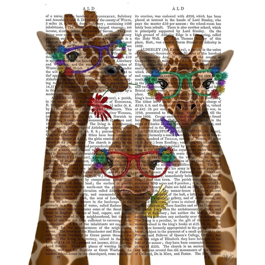 Giraffe and Flower Glasses Trio Poster Print - Funky Fab-VARPDX192252D Image 1