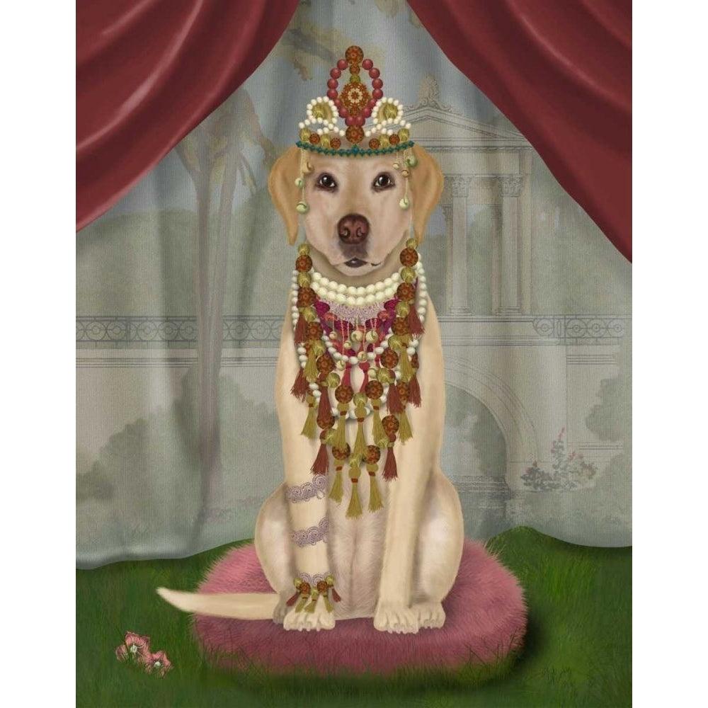 Yellow Labrador and Tiara Full Poster Print - Funky Fab-VARPDX192289D Image 1