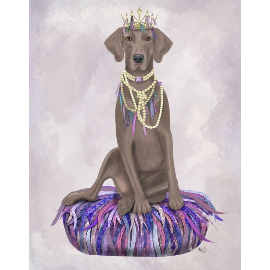 Weimaraner on Purple Cushion Poster Print - Funky Fab-VARPDX192287D Image 1