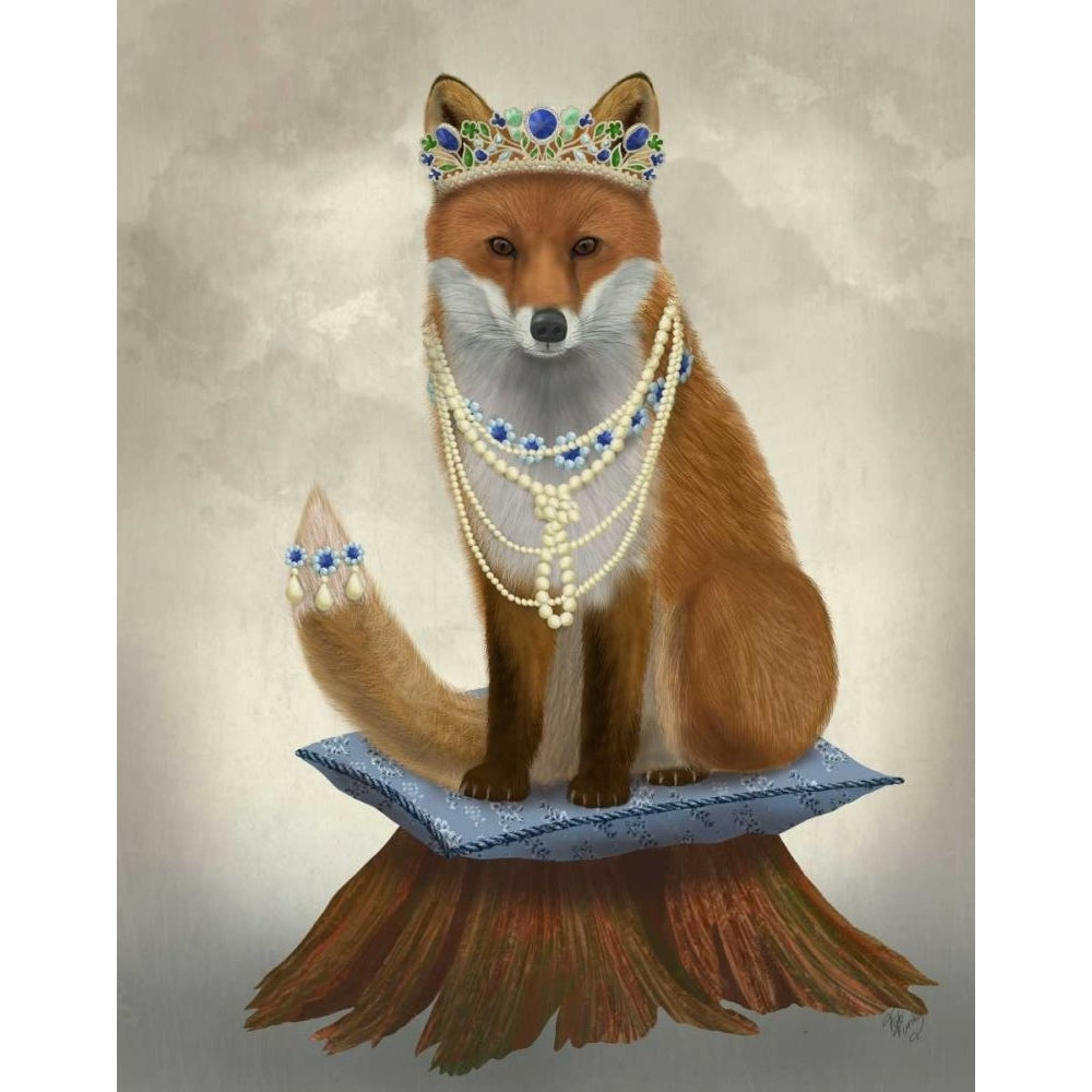 Fox with Tiara Full Poster Print - Funky Fab-VARPDX192286D Image 1